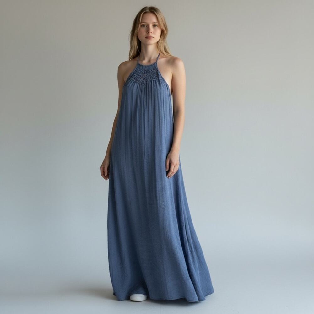 FARORO Women’s Large Navy Blue TEACHER’S Maxi Dress ⭐️